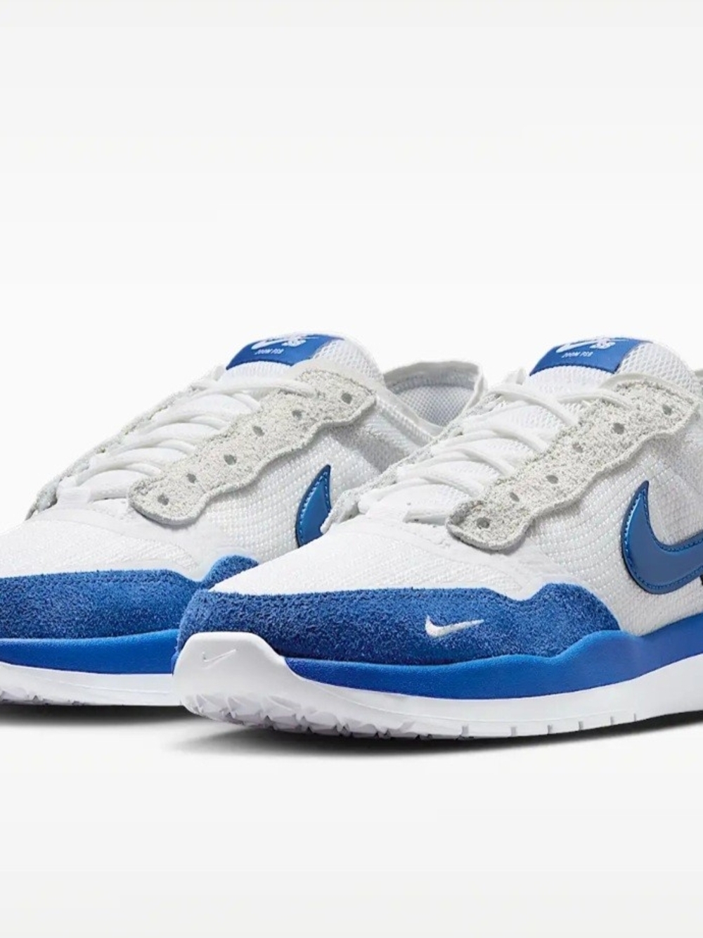 Nike Men’s White and Royal Blue Suede-Trim Sneakers SB PS8